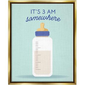 Stupell Industries It's 3am Somewhere Phrase Framed Floater Canvas Wall Art by Emily Dumas