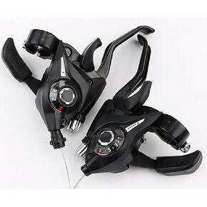 Bicycle Brake Levers Shifter 3x7 21 Speed Shifter with Gear Indicator and V Brake Cable for Moutain Bike, Road Bike, MTB, BMX, Fixie Gear, Cycling