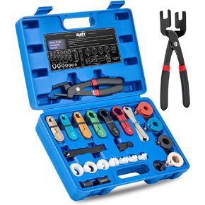 Orion Motor Tech 26pc Master Quick Disconnect Tool Kit, Fuel Line Disconnect Tool Set with Fuel and AC Disconnect Pliers, Fuel Line Removal Tool Set for AC Fuel & Transmission Systems, Blue