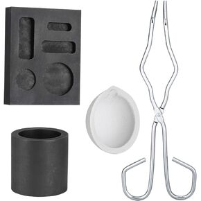 4 Pieces Graphite Torch ing Casting Kit, Ymiko Graphite Molds Set High Purity Graphite Crucible Combo Ingot Torch ing Kit Mould for Metal Gold Silver and Copper