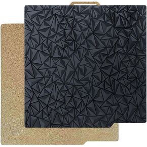 HysiPrui 3D Printer Double Sided Textured Surface PEI Sheet Build Plate - Flexible Removable Heated Bed Mat with Location Hole for Bambu Lab X1, Lab P1P, Lab P1S, Lab A1 257.5x257.5mm (Gold)