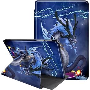 Case for 6.8" Kindle Paperwhite 11th Generation 2021 and Kindle Paperwhite 2021 Signature Edition, 360 Degree Rotating Swivel Stand PU Leather Case with Auto Sleep/Wake, King Dragon