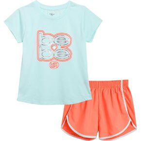 bebe Girls' Active Shorts Set - 2 Piece Short Sleeve T-Shirt and Dolphin Shorts - Cute Summer Clothing Set for Girls (4-12)