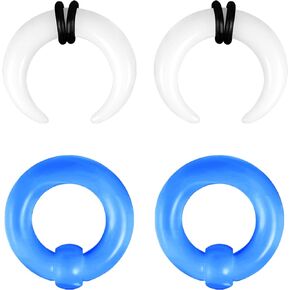 ZS 2 Pairs Acrylic Septum Taper Pincher Ring, 12G 10G 8G 6G 4G 2G 0G Buffalo Horseshoe Captive Bead Nose Ring Stretcher Expander for Stretching Pierced Nose Ear