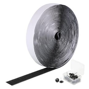 MAGZO Self Sticky Hook & Loop Tape 20 FT x 0.78 in, Heavy Duty Adhesive Hook Strip Roll for Screen Door Installation, Black