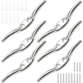 6 Pack Marine Hardware Rope Cleat, Blinds Cord Cleat, Stainless Steel Universal Marine Boat Flagpole Cleat Hook with 12 Mounting Screws for Flagpole Cabinet Handles Towel Blinds Ceiling Fans