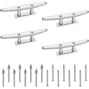 VEITHI Boat Cleat Flat Top, 316 Stainless Steel Boat Dock Cleats,Rope Cleat,Dock Cleats with Screws for Marine or Nautical Decor and Dock Cleat Decorative(4 Sizes,2Pack,4Pack)
