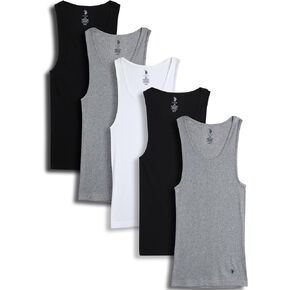 U.S. Polo Assn. Men's Undershirt - Classic Ribbed Tank Top (4 Pack)