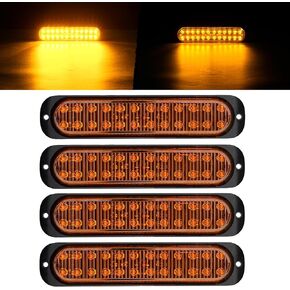PVerandio 4Pcs 7.5" 24 LED Trailer Turn Signal Brake Parking Tail Lights Amber Side Maker Lights IP67 Waterproof Aluminum Housing Surface Mount Clearance Lights for Trailer Truck Tractor Jeep RV