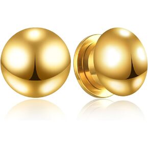 Casvort 2 PCS Hypoallergenic 0G-1" Cute Timeless Smooth Ball Screw Ear Gauges 316 Surgical Stainless Steel Fashion Ear Gauges Earrings Expander Women Piercing Body Jewelry