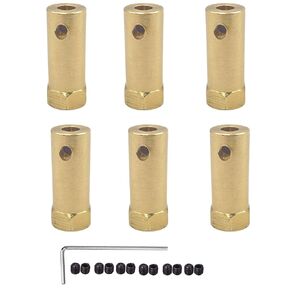 6Pcs Hex Coupler 6mm Bore Motor Hex Brass Shaft Coupling Flexible Connector for DC Motor Shaft, Robot, Model Car Tires Shaft