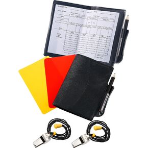Blulu 2 Sports Soccer Referee Card Set Red Card Yellow Card with 2 Pieces Metal Referee Whistles