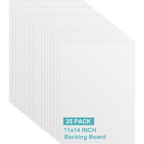 WOPPLXY 25 Pack 11x14 White Backing Boards, White Uncut Picture Mat Boards, Mat Backing Board Ideal for Photos, Pictures, Prints, Frames, Arts and DIY Projects