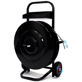 Heavy Duty Strapping Cart, Strapping Dispenser for Poly/Plastic Steel/Fibre Strapping, Moveable Strapping Dispenser Deluxe Banding Cart with Built-in Tray