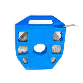 AIWFL Stainless Steel Strapping Band 100 Feet 3/4" Width x 0.03" Thick Bands Bright Annealed Stainless Strapping in Blue Plastic Tote Case Steel Duct Strapping Packing Strap (304)