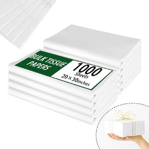 PINWATT 1000 Sheets 20"X30" White Tissue Paper Bulk for Gift Bags Wrapping Paper, Birthday Easter Weddings Showers Christmas Gift Packaging Arts Craft Party Favor Decoration
