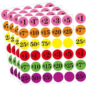 1 Inch Price Stickers Yard Garage Sale Price Stickers -Preprinted Price Tags Labels Sale Labels Adhesive Pre-Printed Pricing Stickers Flea Market Sticker for Yard Garage Fle Market Sale 540Pcs