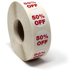40% Percent Off Mark Down Dot Stickers, 3/4" Round Self Adhesive Retail Circle Labels, 1000 Pack