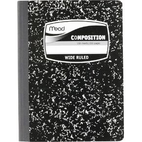 MEA09910 - Sewn Black Marble Cover Composition Book with Wide Rule 11/32, 100 Sheet, Media Size: 7.5" x 9.75"