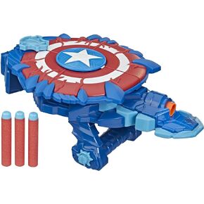 Marvel Avengers Mech Strike Monster NERF Captain America Monster Blast Shield Roleplay Toy with 3 NERF Darts, Toys for Kids Ages 5 and Up