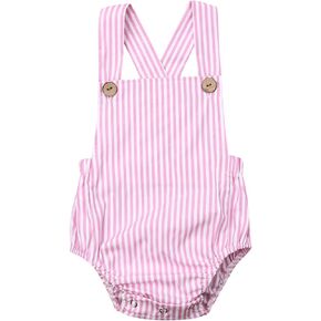 doublebabyjoy Newborn Baby 1 Piece Summer Romper Baby Girl Boy Solid Color Jumpsuit Sleeveless Backless Overalls Outfits