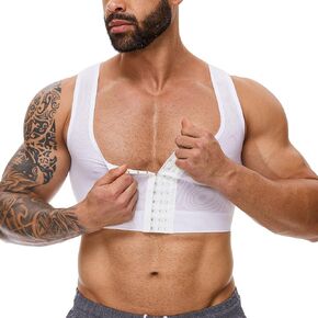 MISS MOLY Mens Gynecomastia Compression Corset Chest Binder Slimming Vest Tank Top Shapewear Undershirt