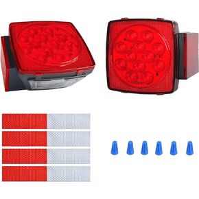 12V LED Submersible Trailer Light Kit - Super Bright Boat Trailer Lights for Camper, Truck, RV, Marine, Snowmobile Under 80 Inch- Utility Brake Stop Turn Tail Lights - IP68 Waterproof