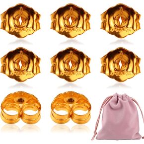 8-Piece 14K Yellow Gold Earring Backs Replacement Earring Backs