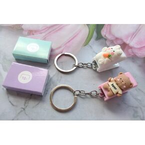 Portable Cartoon Mini Stapler with Keychain, Rabbit Desktop Stapler Set with 1000PCS Staples, Cute Bear Home Key Ring Stapler for Office School Student Travel Use (2 Pack)