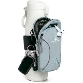 Gym Water Caddy with Phone Holder, Water Bottle Pouch Sleeve Bag with Storage Pocket for Cards, Keys, Wallet, Gym Bottle Accessories for Men Women