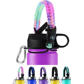 Wide Mouth Paracord Handle, Water Bottle Handle Strap for 12oz to 64oz Water Bottle, Water Bottle Strap with Safety Ring, Water Bottle Accessories