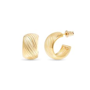 WANTED PIECES 14K Gold Plated Chunky Hoops, Gold Hoop Earrings for Women and Girls
