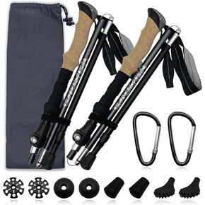 XIECHANEE Collapsible Trekking Poles for Hiking & Camping, Hiking Poles Aluminum Alloy 7075, Lightweight Trekking Walking Sticks for Seniors Women Men, 2pc Per Set