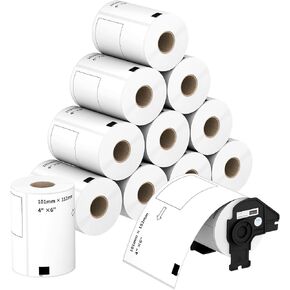 Compatible Shipping Labels Replacement for DK-1202 (2.4" x 3.9"), Use with Brother QL Label Printers (12 Rolls + 1 Reusable Cartridges, 300 Labels/Roll)