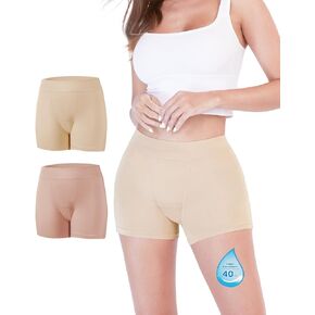 TIICHOO Period Underwear Boyshorts High Waisted Period Shorts for Women Heavy Flow Leakproof Pack of 2