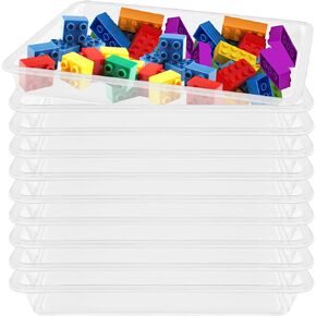 10 قطع من صواني الفن البلاستيكية، صواني بلاستيكية قابلة لإعادة الاستخدام لتقديم الطعام والحفلات، صينية أنشطة قابلة للتكديس للمشروعات التي تصنعها بنفسك، والرسم، والخرز، 11 × 8.3 × 1.2 بوصة (شفاف) in Kuwait