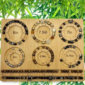 NOAVAOL Bead Boards for Jewelry Making, Combi Bamboo Beading Board for Jewelry Bracelet Making, Beading Trays Jewelry Design Mats for Necklace, Bracelet, DIY Design-Small