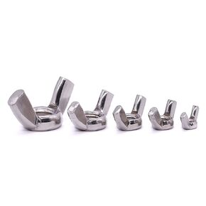 M10 x 1.5mm (20 PCS) Stainless Steel Wing Nuts Butterfly Nuts, 304 Stainless Steel 18-8, Full Thread, Bright Finish
