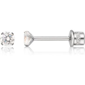 Limerencia Hypoallergenic Pure Titanium G23 Double Sided Cubic Zirconia Earrings Studs Screw Back 20G for Helix Cartilage Tragus Earlobe F136 Piercing Post for Girls Sensitive Ears