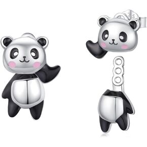 Hypoallergenic Raccoon/Panda/Black Cat/Spider/Schnauzer/Fox Earrings for Women 925 Sterling Silver Animal Stud Earrings Jewelry Birthday Christmas Gifts for Animal Lovers Friends Sister