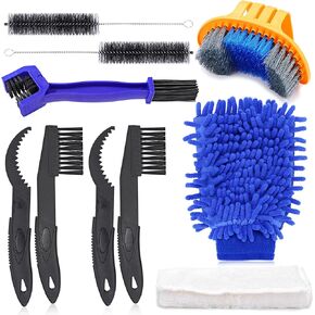 Oumers Bicycle Clean Brush Kit, 10pcs Motorcycle Bike Chain Cleaning Tools Make Chain/Crank/Tire/Sprocket Cycling Corner Stain Dirt Clean, Durable/Practical fit All Bike