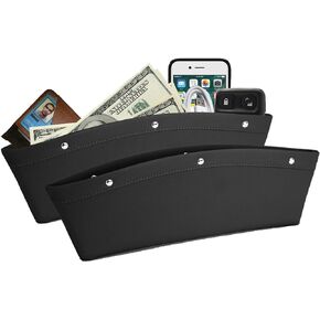 lebogner 2 Pack Car Seat Gap Filler Premium PU Full Leather Seat Console Organizer, Car Pocket Organizer, Car Interior Accessories, Car Seat Side Drop Caddy Catcher