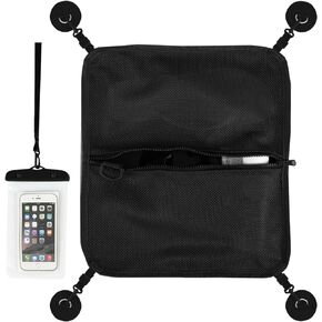 Paddle board Deck Bag, Sup Accessories Mesh Storage Deck Bag with 4pcs D-Ring Patches& Double-Side Adhesive with Waterproof Phone Case