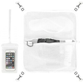 Paddle board Deck Bag, Sup Accessories Mesh Storage Deck Bag with 4pcs D-Ring Patches& Double-Side Adhesive with Waterproof Phone Case