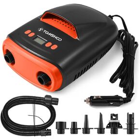 TOMSHOO SUP مضخة هواء كهربائية 22PSI مضخة مجداف 110 واط SUP مضخة هواء محمولة 12 فولت تيار مستمر موصل سيارة مع إيقاف تلقائي، وظيفة الانكماش لألواح التجديف القابلة للنفخ، قوارب الكاياك، القوارب in Kuwait