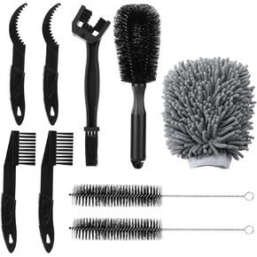 QKURT 9pcs Bike Cleaning Tool Set, Bicycle Clean Brush Kit for Bike Tire Chain Sprocket Corner Fit for Motorcycle Bikes
