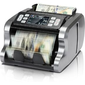 MUNBYN IMC09 Mixed Denomination Money Counter Machine, Value Counting, UV/MG/IR/MT Bill Counter, Portable Money Counting Machine, USD, EUR, GBP, MXN Cash Counter for Business, 2 Years Warranty(Black)