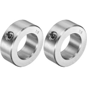 uxcell 2pcs Set Screw Collars 7/8" Bore 304 Stainless Steel Shaft Collars, 1-1/2" OD, 9/16" Width Axle Collar Clamp for Linear Rod Shaft Guide
