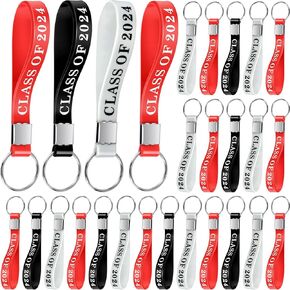 Ecation 50 Pcs Class of 2024 Graduation Keychains Silicone Rubber Keyring Graduation Party Favors Gifts for Student School