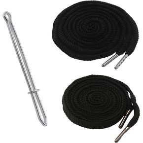 BOROLA 2Pcs 51 Inch Cotton Drawstring Cord Replacement Drawstrings for Sweatpants and Shorts，Universal Drawstring Hoodies，Premium Hoodie String Replacement，with Easy Metal Threader.（Black+White